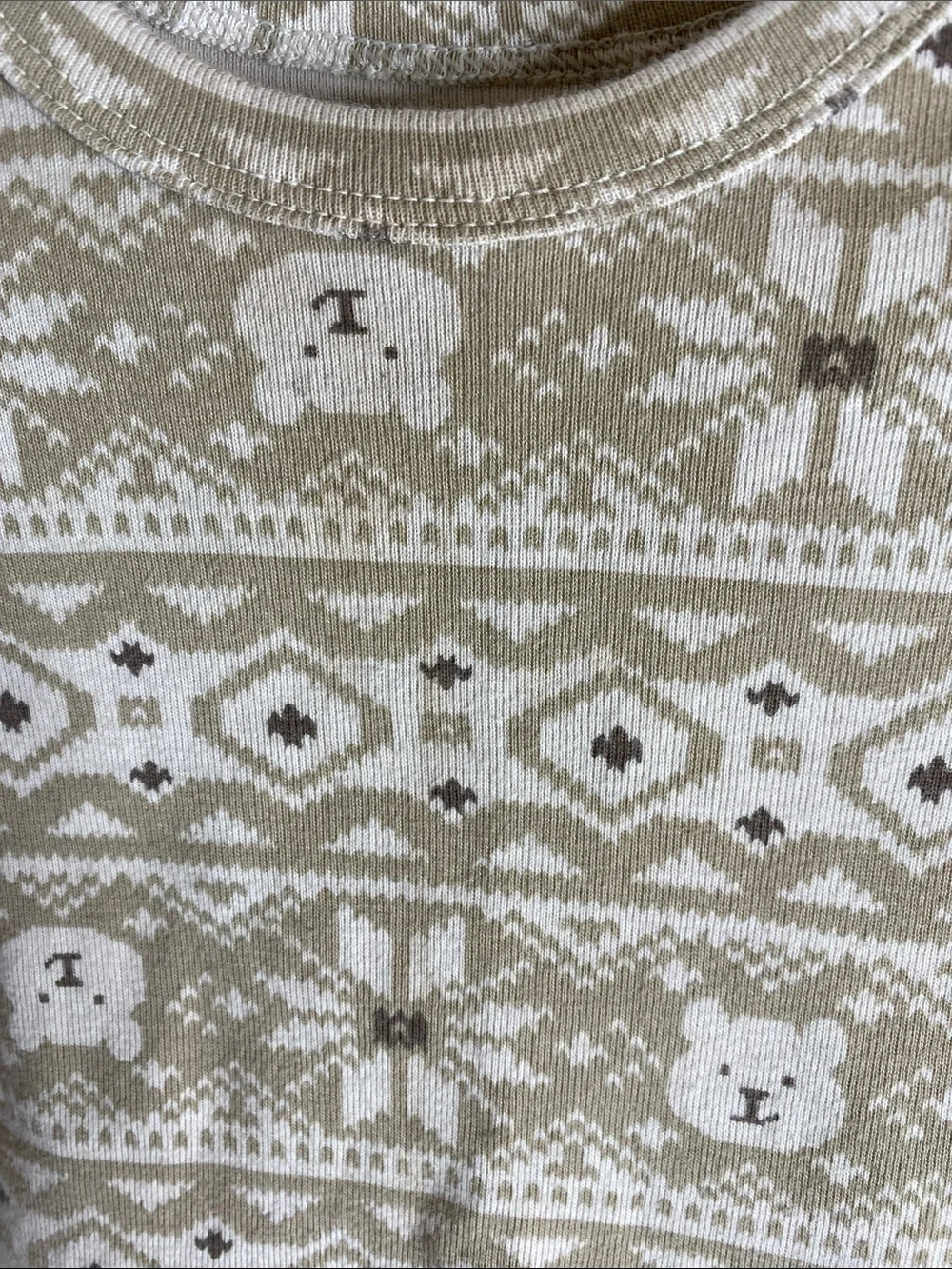 Baby GAP Beige and Cream Bear Fair Isle Pajamas Set